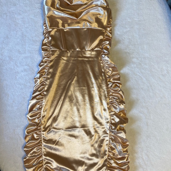 Oh Polly Strapless Satin Dress - Picture 2 of 5